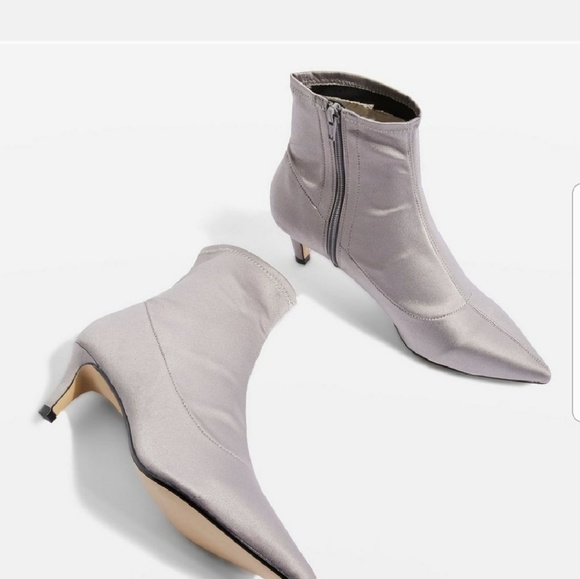 Topshop Shoes - TopShop Heeled Satin Ankle Booties